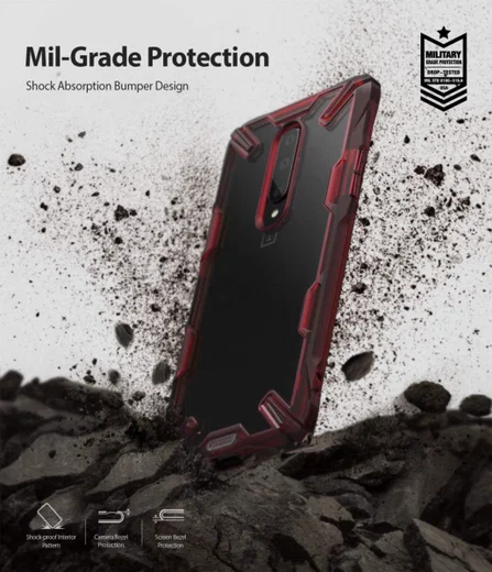 Ringke Fusion X OnePlus 7 Back Cover Hoesje Rood afbeelding 5