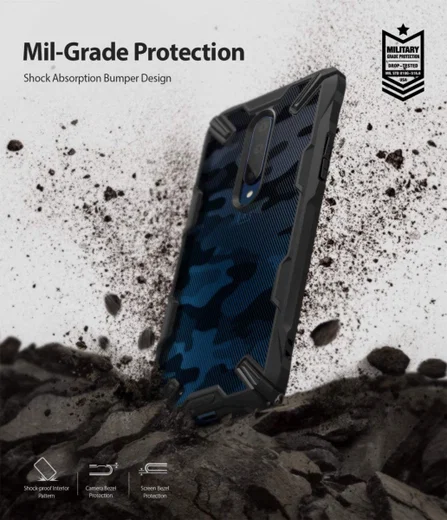 Ringke Fusion X OnePlus 7 Pro Back Cover Hoesje Camo Zwart afbeelding 5