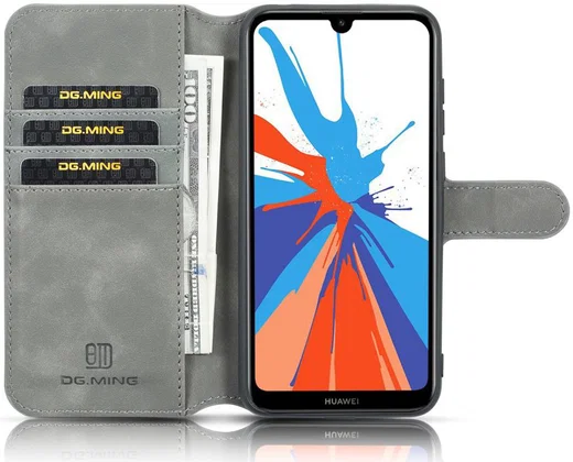 Huawei Y6s / Y6 (2019) Hoesje Retro Portemonnee Grijs afbeelding 2