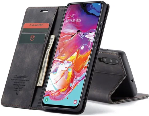 Samsung Galaxy A70 Retro Portemonnee Hoesje Zwart afbeelding 8