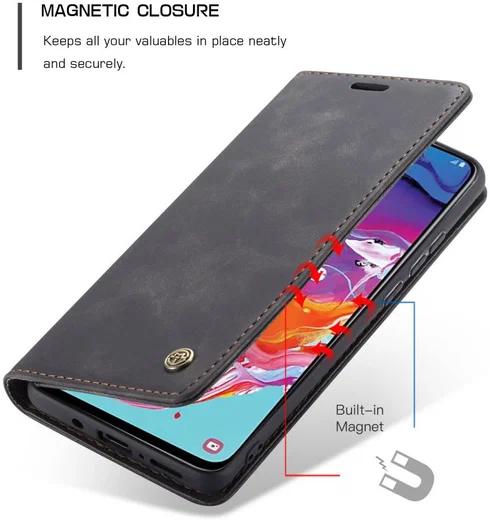 Samsung Galaxy A70 Retro Portemonnee Hoesje Zwart afbeelding 9