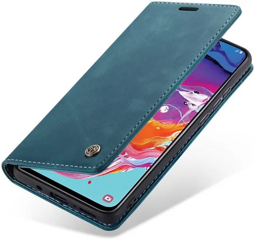 Samsung Galaxy A70 Retro Portemonnee Hoesje Blauw afbeelding 9