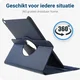 Apple iPad 2017 / 2018 / Air / Air 2 360° Draaibare Hoes Donker Blauw afbeelding 3