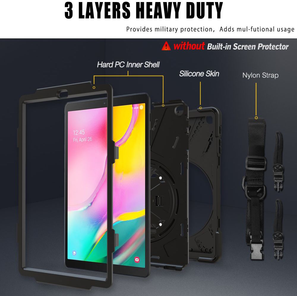 Samsung Galaxy Tab A 10.1 (2019) Hybride Kickstand Hoesje Zwart afbeelding 2