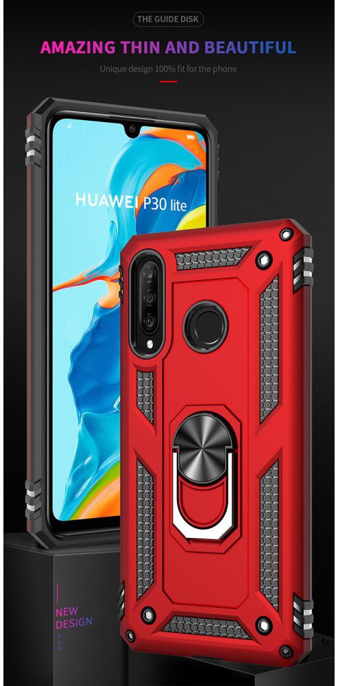 Huawei P30 Lite Hybride Hoesje met Kickstand Zwart afbeelding 11