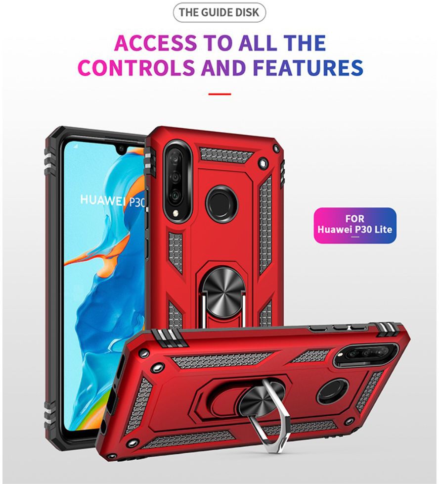 Huawei P30 Lite Hybride Hoesje met Kickstand Zwart afbeelding 12