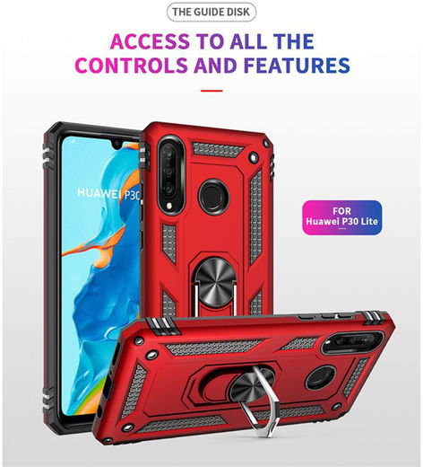 Huawei P30 Lite Hybride Hoesje met Kickstand Zwart afbeelding 12