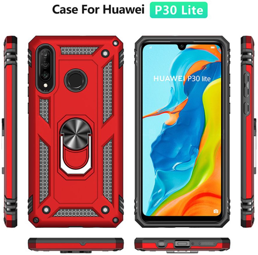 Huawei P30 Lite Hybride Hoesje met Kickstand Zwart afbeelding 8
