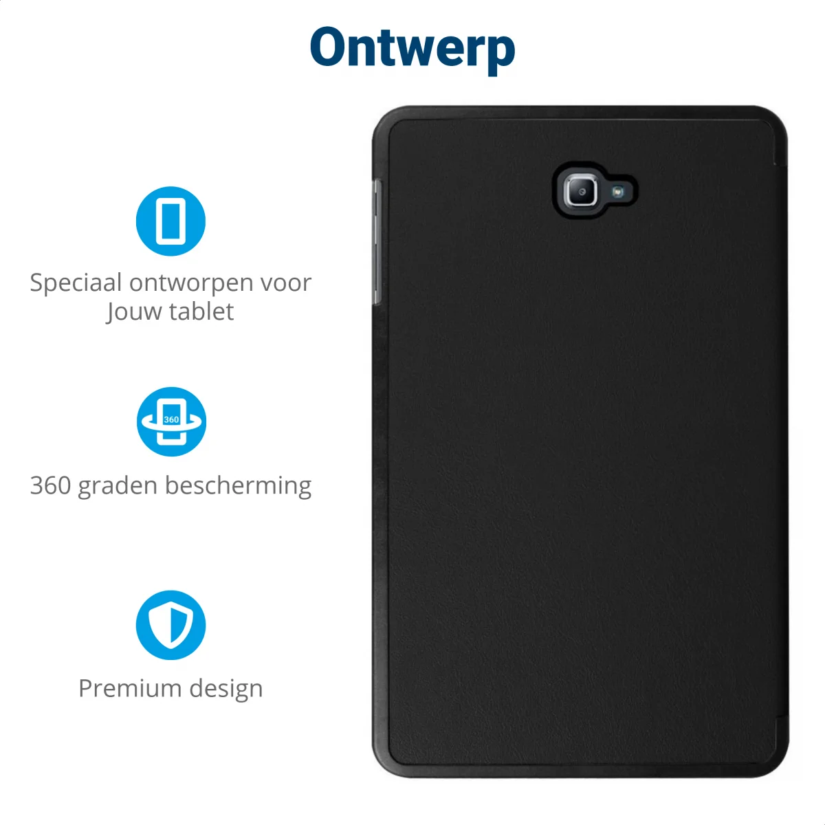 Samsung Galaxy Tab A 10.1 (2016) Tri-Fold Flip Case Zwart afbeelding 3