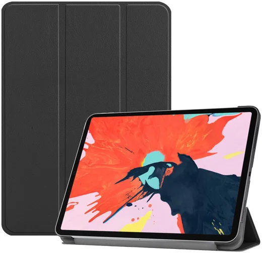Apple iPad Pro 12.9 (2018) Tri-Fold Flip Case Zwart afbeelding 1
