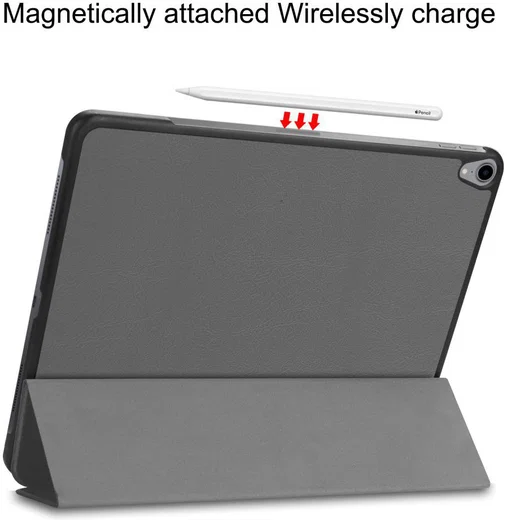 Apple iPad Pro 12.9 (2018) Tri-Fold Flip Case Grijs afbeelding 7