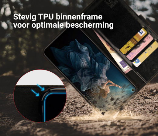 Rosso Element Honor 20 Pro Hoesje Book Cover Zwart afbeelding 6