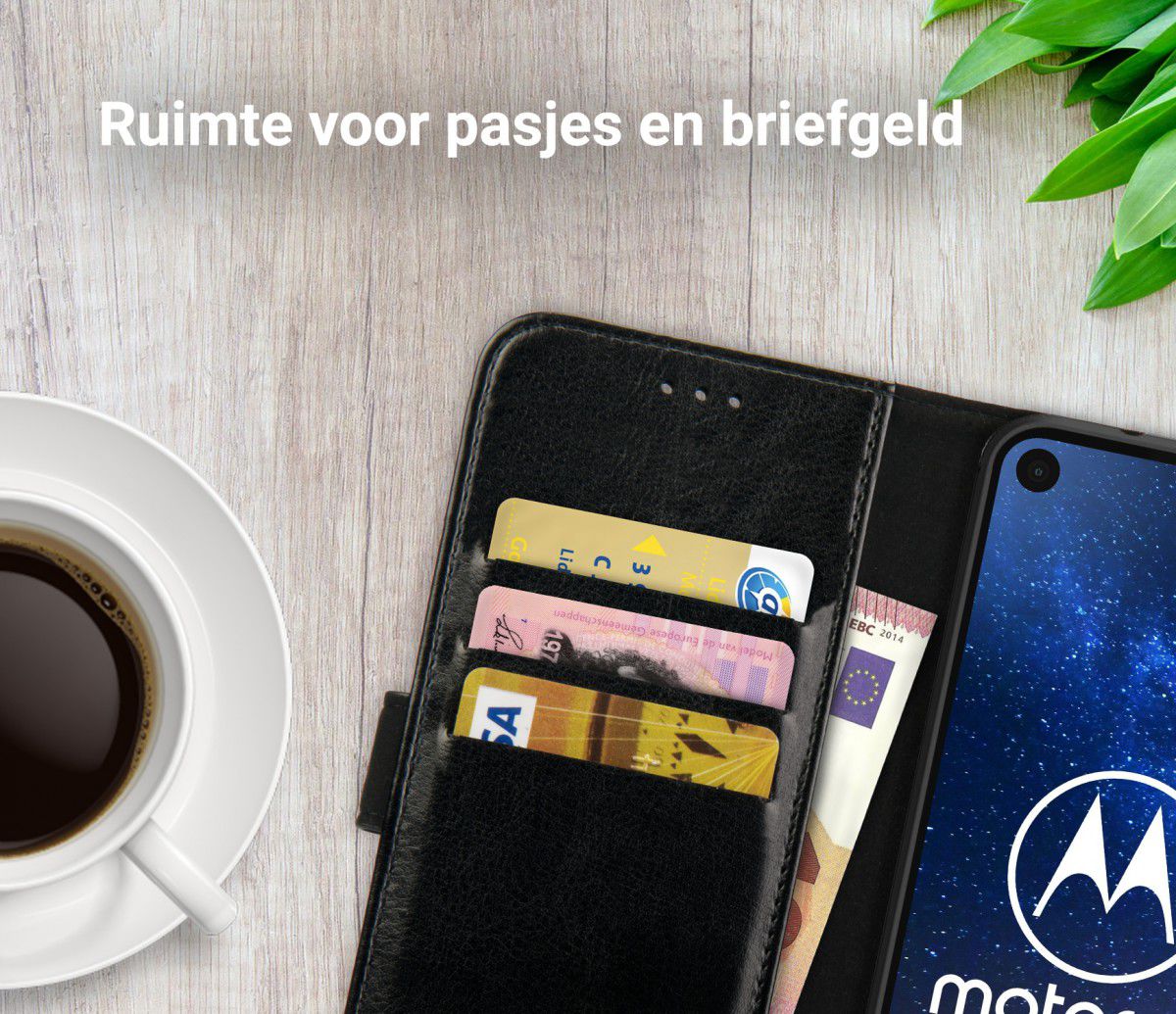 Rosso Element Motorola One Vision Hoesje Book Cover Zwart afbeelding 9
