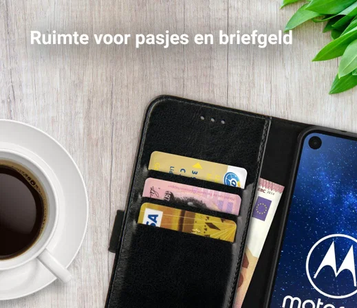 Rosso Element Motorola One Vision Hoesje Book Cover Zwart afbeelding 9