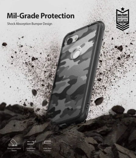 Ringke Fusion Google Pixel 3a Hoesje Camo Zwart afbeelding 2