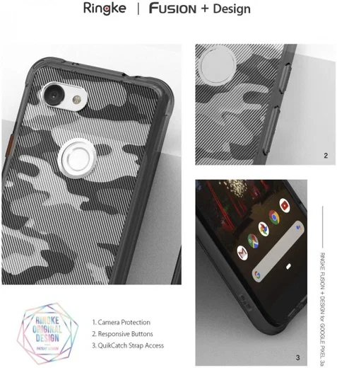 Ringke Fusion Google Pixel 3a Hoesje Camo Zwart afbeelding 7