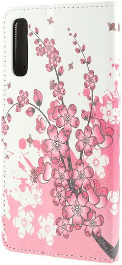 Samsung Galaxy A50 Book Case Hoesje Wallet Kunstleer Print Bloesem afbeelding 5