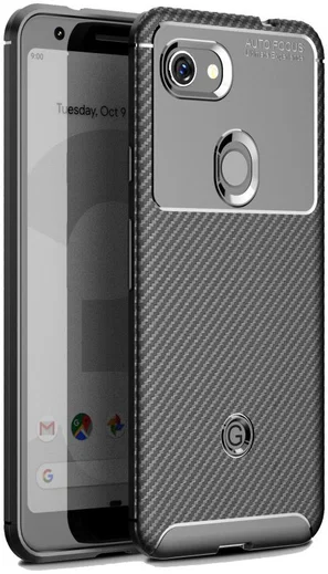 Google Pixel 3a Siliconen Carbon Hoesje Zwart afbeelding 1