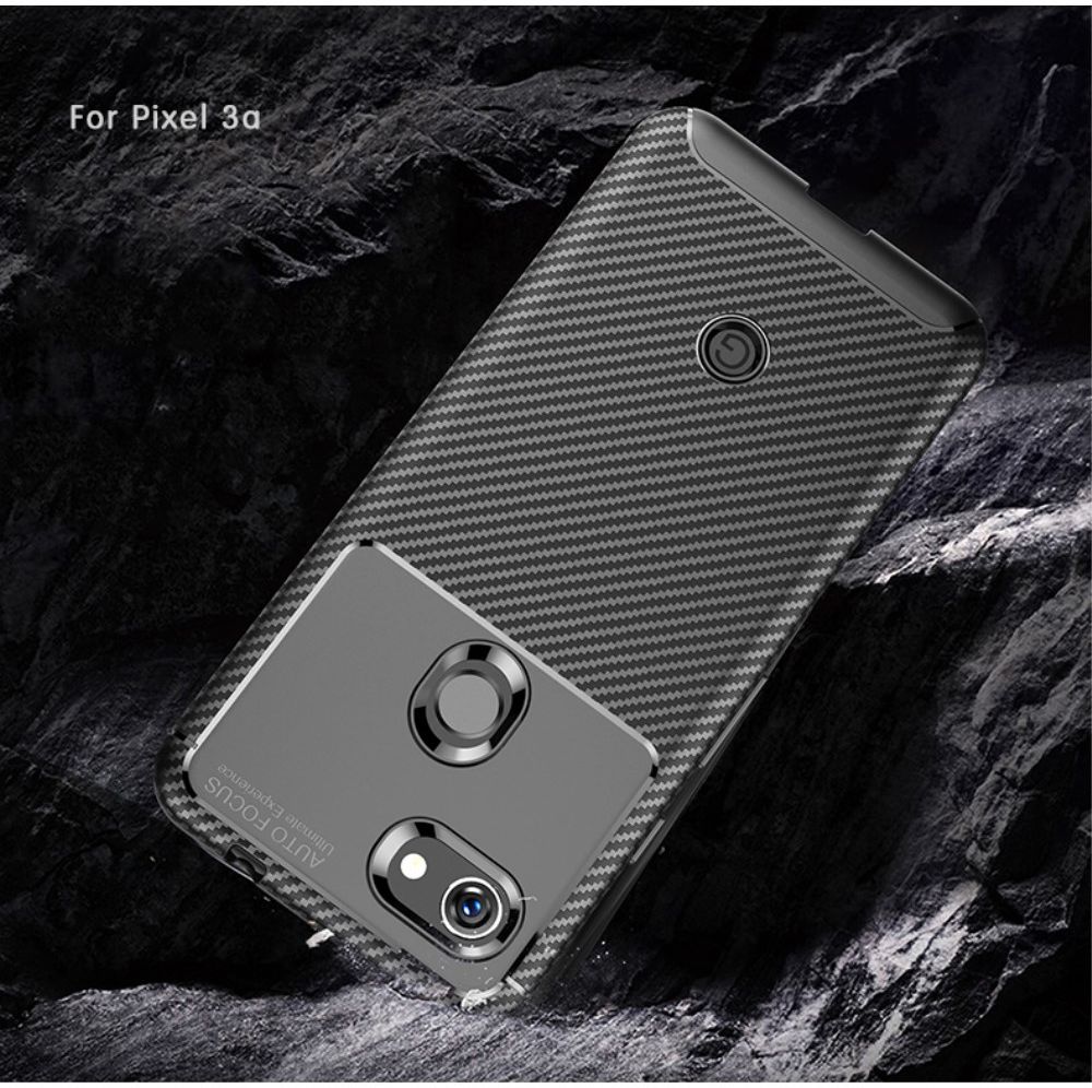 Google Pixel 3a Siliconen Carbon Hoesje Zwart afbeelding 18