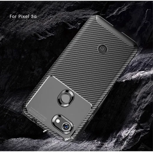 Google Pixel 3a Siliconen Carbon Hoesje Zwart afbeelding 18