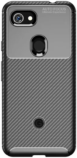 Google Pixel 3a Siliconen Carbon Hoesje Zwart afbeelding 2