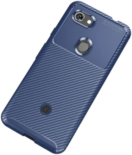 Google Pixel 3a Siliconen Carbon Hoesje Blauw afbeelding 2