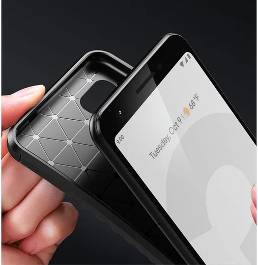 Google Pixel 3a Siliconen Carbon Hoesje Blauw afbeelding 9