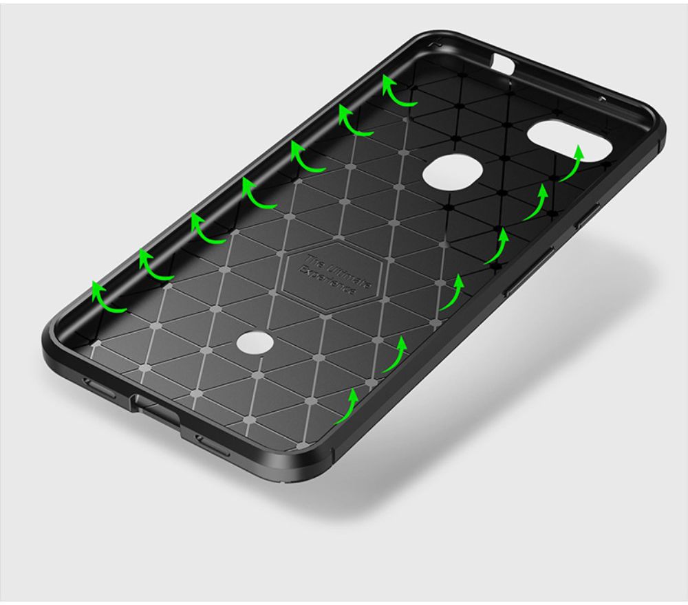 Google Pixel 3a Siliconen Carbon Hoesje Blauw afbeelding 10
