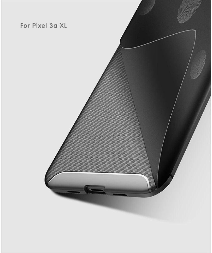 Google Pixel 3a XL Siliconen Carbon Hoesje Zwart afbeelding 12