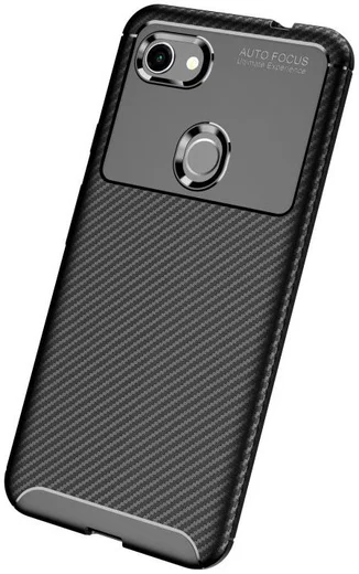 Google Pixel 3a XL Siliconen Carbon Hoesje Zwart afbeelding 2
