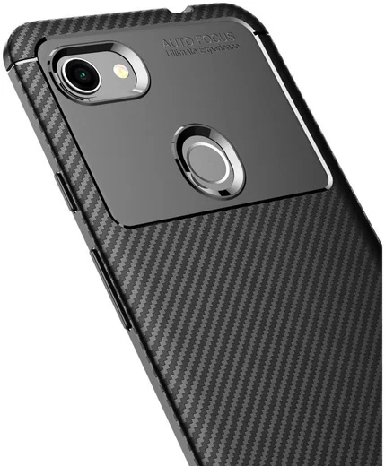 Google Pixel 3a XL Siliconen Carbon Hoesje Zwart afbeelding 4