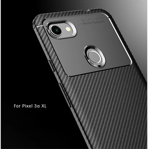 Google Pixel 3a XL Siliconen Carbon Hoesje Blauw afbeelding 4