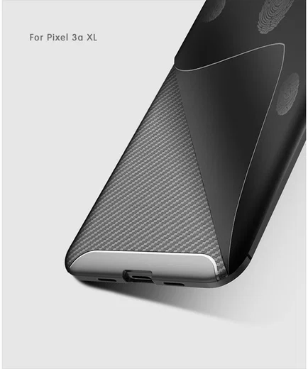 Google Pixel 3a XL Siliconen Carbon Hoesje Blauw afbeelding 5