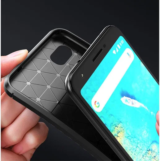Google Pixel 3a XL Siliconen Carbon Hoesje Blauw afbeelding 9