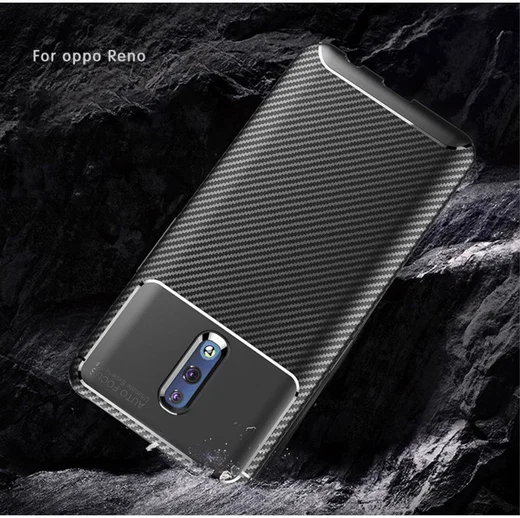 Oppo Reno Siliconen Carbon Hoesje Zwart afbeelding 18