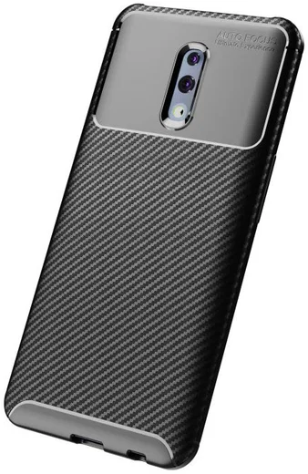 Oppo Reno Siliconen Carbon Hoesje Zwart afbeelding 2