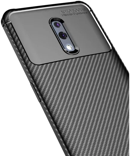 Oppo Reno Siliconen Carbon Hoesje Zwart afbeelding 4