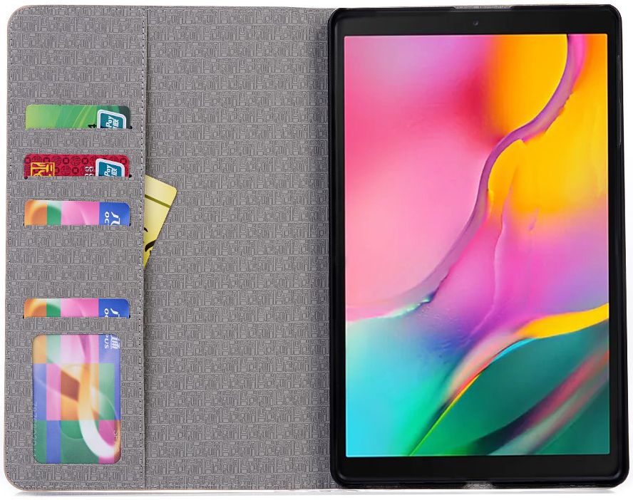 Samsung Galaxy Tab A 10.1 (2019) Linnen Portemonnee Hoesje Donkerbruin afbeelding 2