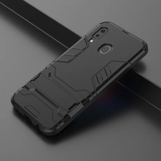 Samsung Galaxy A20E Hybride Stand Hoesje Zwart afbeelding 9