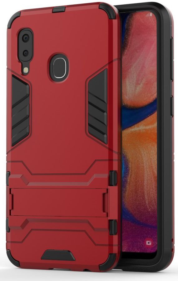 Samsung Galaxy A20E Hybride Stand Hoesje Rood afbeelding 1