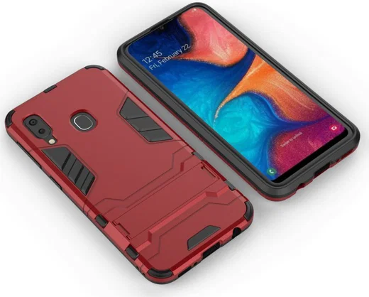 Samsung Galaxy A20E Hybride Stand Hoesje Rood afbeelding 3