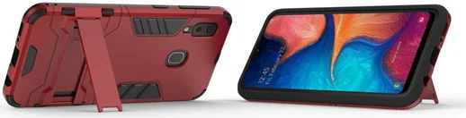 Samsung Galaxy A20E Hybride Stand Hoesje Rood afbeelding 4
