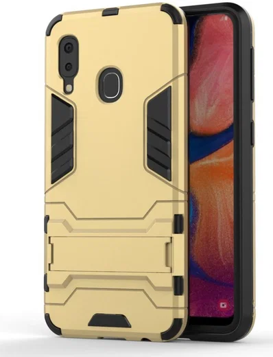 Samsung Galaxy A20E Hybride Stand Hoesje Goud afbeelding 1