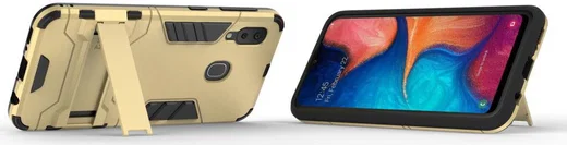 Samsung Galaxy A20E Hybride Stand Hoesje Goud afbeelding 4