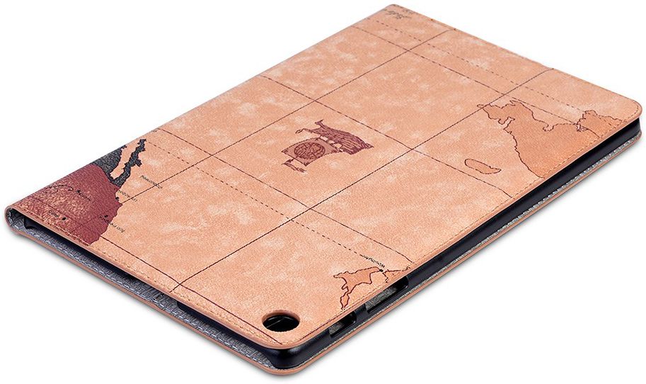 Galaxy Tab A 10.1 (2019) Portemonnee Hoesje met Kaart Print Bruin afbeelding 6
