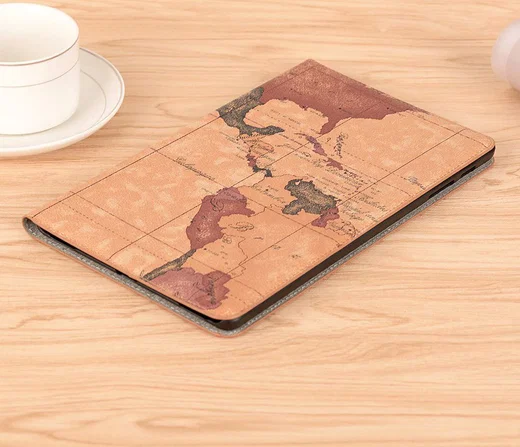 Galaxy Tab A 10.1 (2019) Portemonnee Hoesje met Kaart Print Bruin afbeelding 8