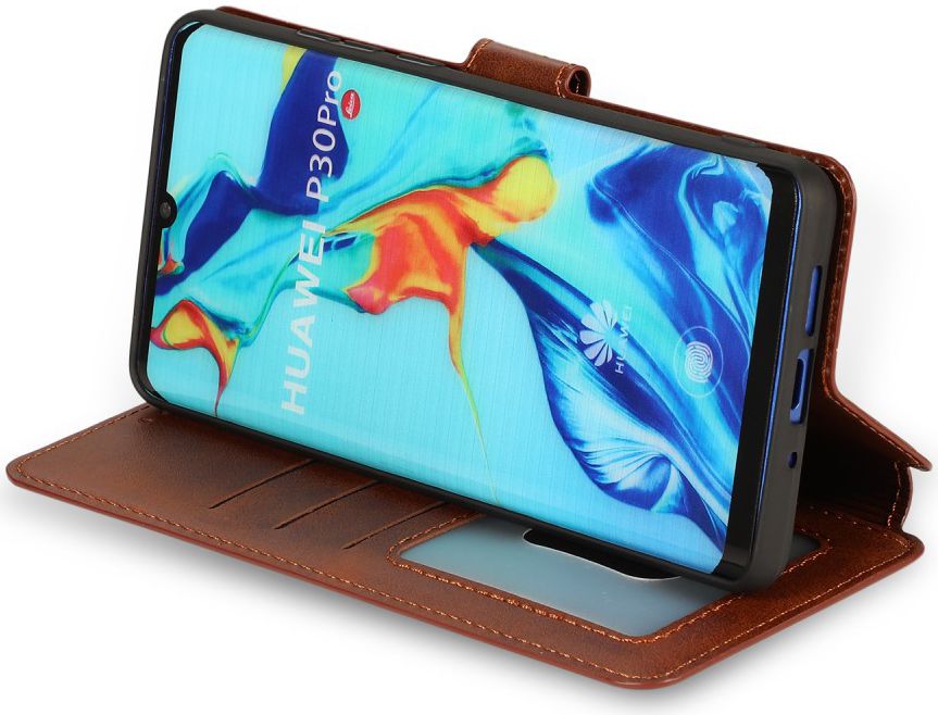 Huawei P30 Pro Portemonnee Hoesje Bruin afbeelding 4