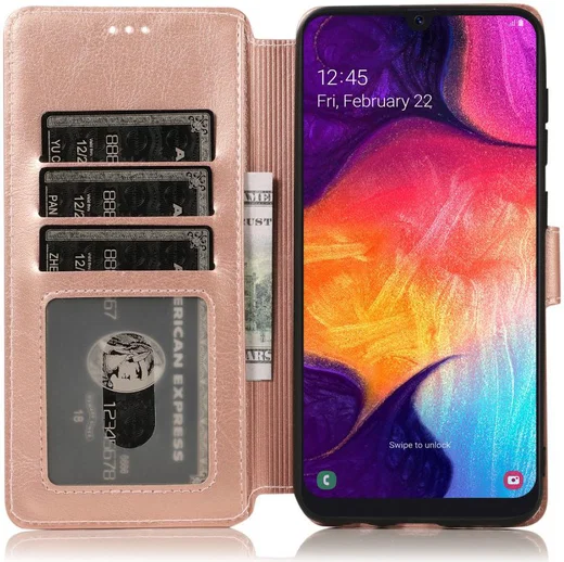 Samsung Galaxy A70 Portemonnee Hoesje Roze Goud afbeelding 2