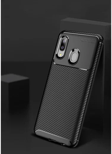 Samsung Galaxy A20E Siliconen Carbon Hoesje Blauw afbeelding 8