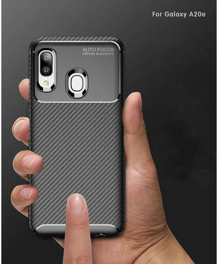 Samsung Galaxy A20E Siliconen Carbon Hoesje Blauw afbeelding 10